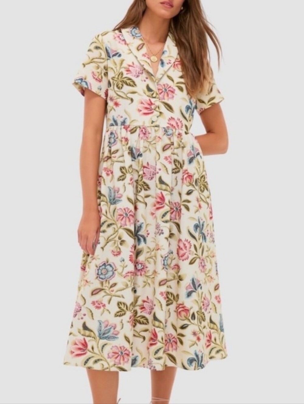 Tuckenuck Adelaide Cream Floral Midi Dress Size XS